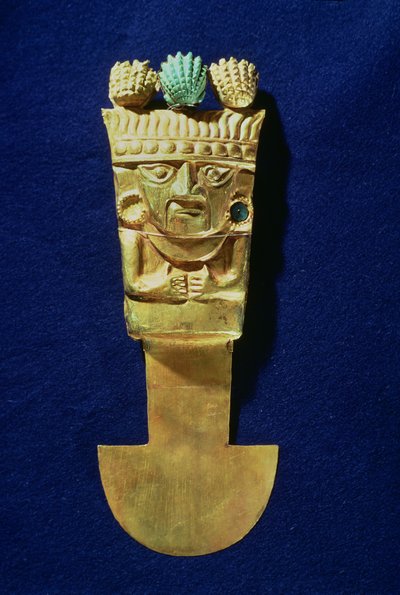 Naylamp、Chimu（金）の形をしたトゥミまたは儀式用ナイフ 作： Pre Columbian